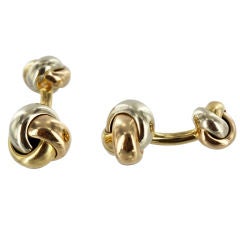 CARTIER Tri-Colored Gold Double Love Knot Cufflinks