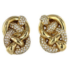 ASPREY Gold & Diamond Knotted Ear-Clips