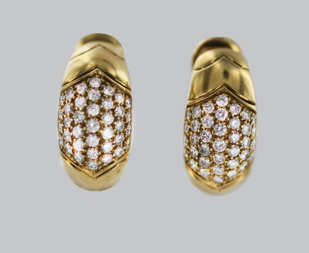Classic BULGARI 1980's Diamond & Gold Earrings