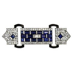Elegant Art  Deco Platinum, Sapphire 
Diamond Pin
