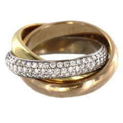 Classic CARTIER Trinity Diamond & Gold Rolling Ring