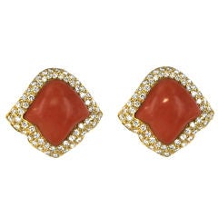 BOUCHERON Coral, Diamond and Gold Earrings