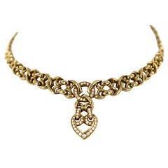 ASPREY Diamond and Gold Heart Link Necklace