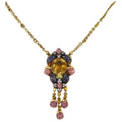 Vintage FRED LEIGHTON Multi-Stone Gold Necklace