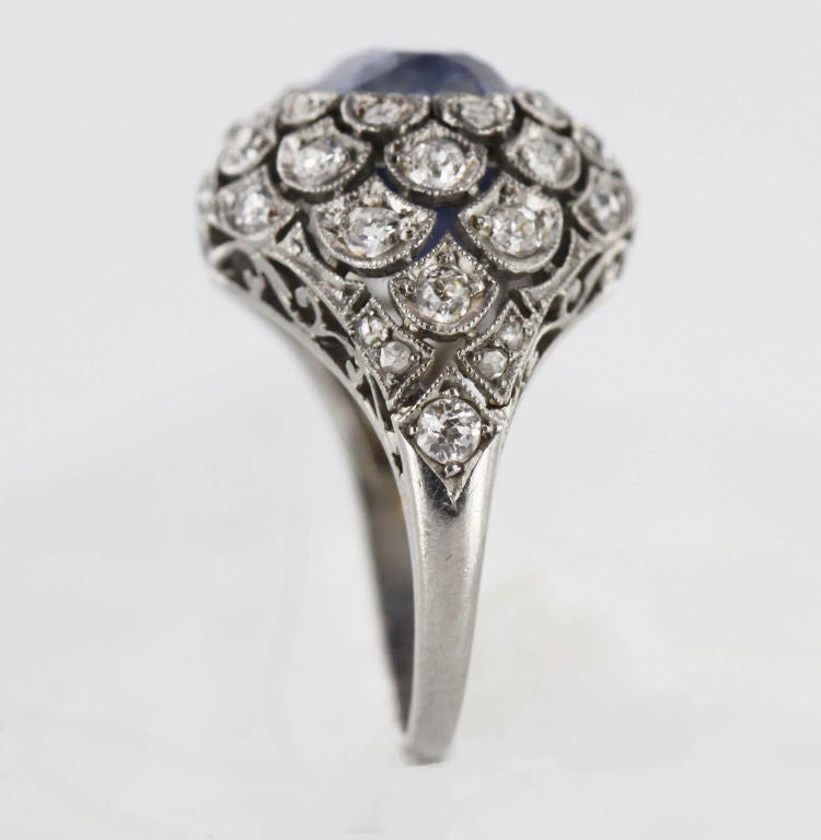 Edwardian Sapphire and Diamond Ring For Sale 1