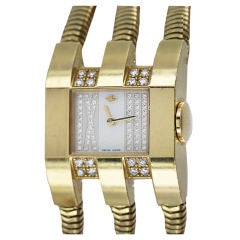 VAN CLEEF & ARPELS Gold and  Diamond Snake Chain Bracelet Watch
