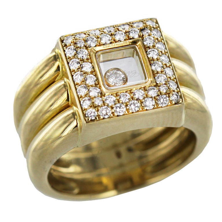 CHOPARD Happy Diamonds Square Floating Ring For Sale