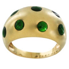 VAN CLEEF & ARPELS Gold and Green Polka Dot Enamel Ring