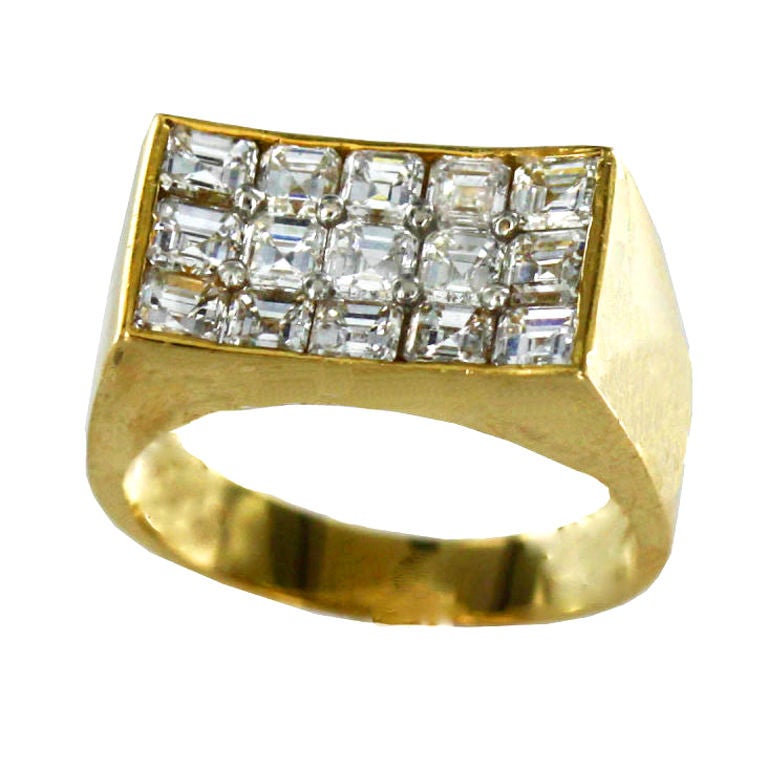 OSCAR HEYMAN Diamond Gold Ring at 1stdibs