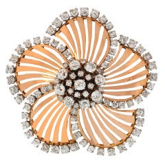 Retro Diamond Gold Fan Brooch