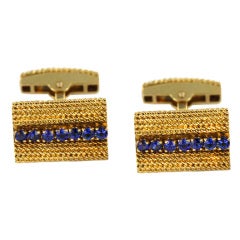 TIFFANY & CO. Gold and Sapphire Cufflinks