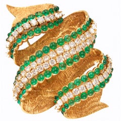 TIFFANY & CO. Emerald Diamond Ribbon Brooch