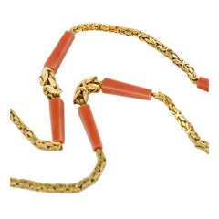 FRED 1970's Long Gold Chain with Coral