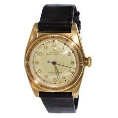 ROLEX Yellow Gold Bubble Back Chronometer Wristwatch circa 1940s