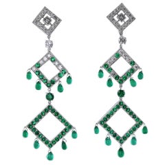 BOUCHERON Emerald & Diamond Chandelier Earrings