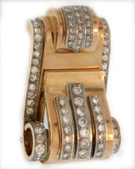 French Ionic Antique Diamond and Gold Clip