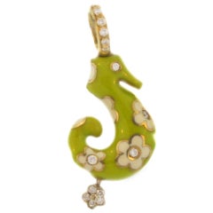 AARON BASHA  Diamond & Enameled Seahorse Charm