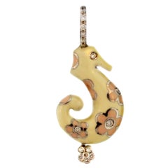 AARON BASHA Gold, Enamel and Diamond Seahorse Charm