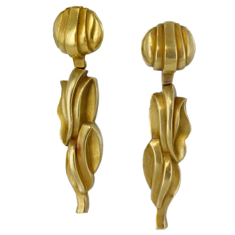 BARRY KIESELSTEIN-CORD Dimensional Gold Drop Earrings at 1stdibs