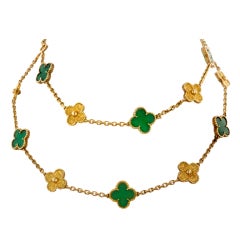 Vintage VAN CLEEF & ARPELS Jade &  Gold Alhambra Necklace