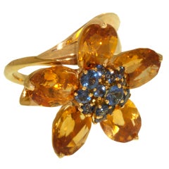 VAN CLEEF & ARPELS  "Hawaiian" Citrine & Sapphire Flower Ring