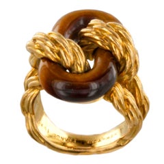 Van Cleef & Arpels Tigers Eye and 18K Woven Gold Ring