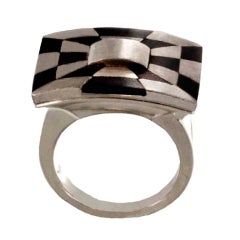 ALESSANDRO  MENDINI for TANNLER Platinum & Onyx  Ring