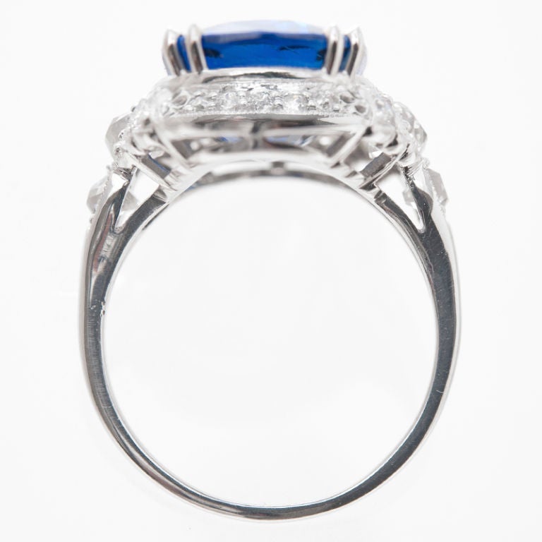 Women's Art Deco Blue Sapphire Diamond Platinum Ring