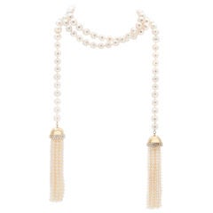 Vintage Outstanding Pearl and Diamond Lariat