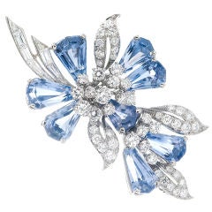 OSCAR HEYMAN Spectacular Diamond & Sapphire Brooch