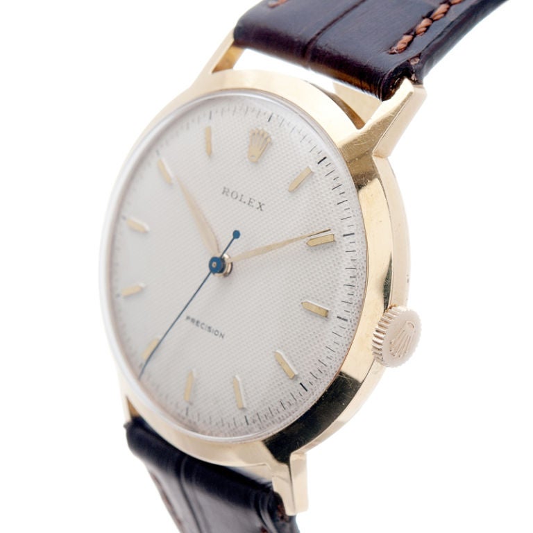 ROLEX Rare Oversized Honey Comb Dial Contract Gold Case
