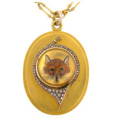 Reverse Painted Fox Crystal Pendant Necklace