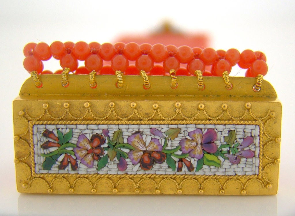 Micro Mosaic & Beaded Coral Victorian Bracelet 1