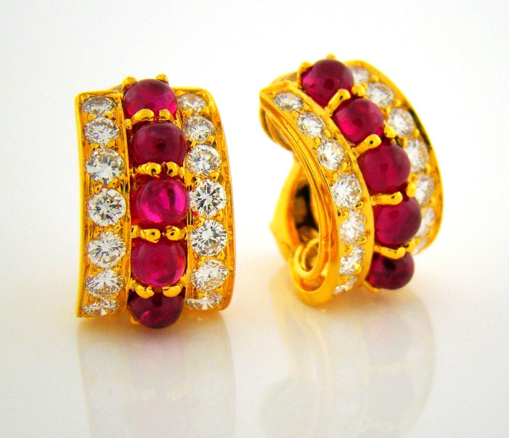 Burmese Ruby & Diamond Bead Necklace & Earring Suite 3