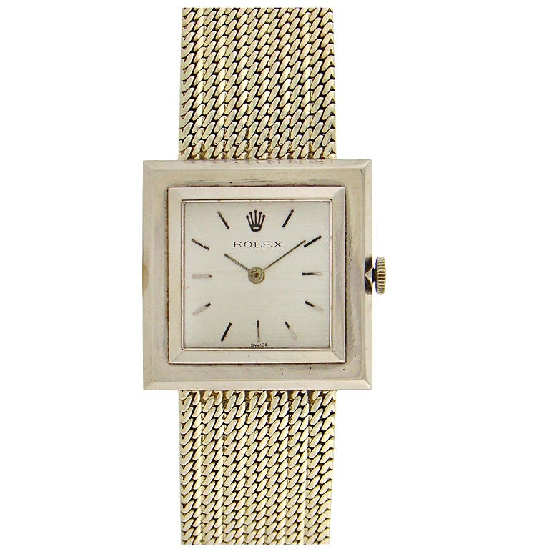 ROLEX 1950's Original Rare Bracelet & Super Thin White Gold Case