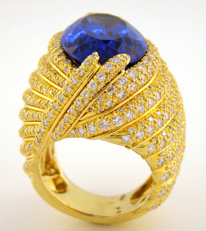 Women's Tanzanite, Diamond & Yellow Gold Henry Dunay Ring