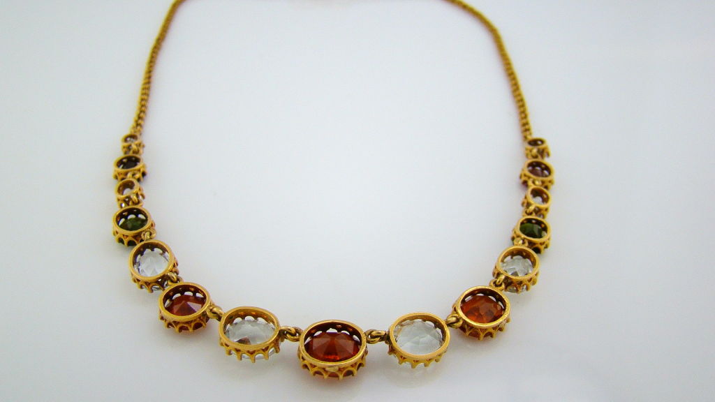 Victorian Multi-Gem & Yellow Gold Handmade Necklace 2