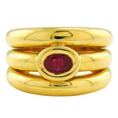 Chaumet Ruby & Yellow Gold Designer Ring