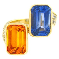 Orange & Ceylon Blue Sapphire Designer Ring