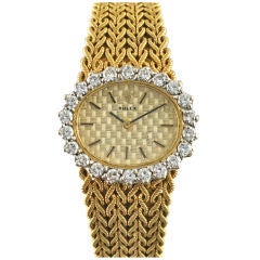 ROLEX Diamond Dial & Woven Yellow Gold Bracelet & Dial Motif