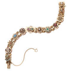 Antique Precious & Semi-Precious Gemstone Slide Bracelet