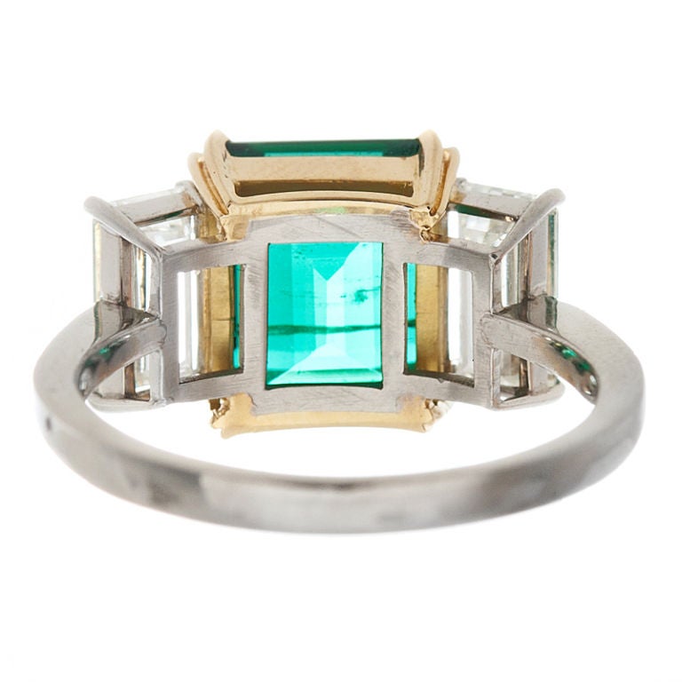 Contemporary Emerald and Diamond Ring