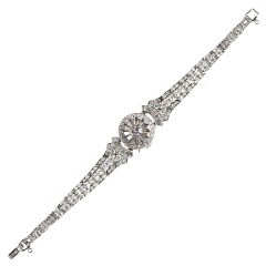 Platinum & Diamond Closed Cover Bracelet Watch by Hamilton