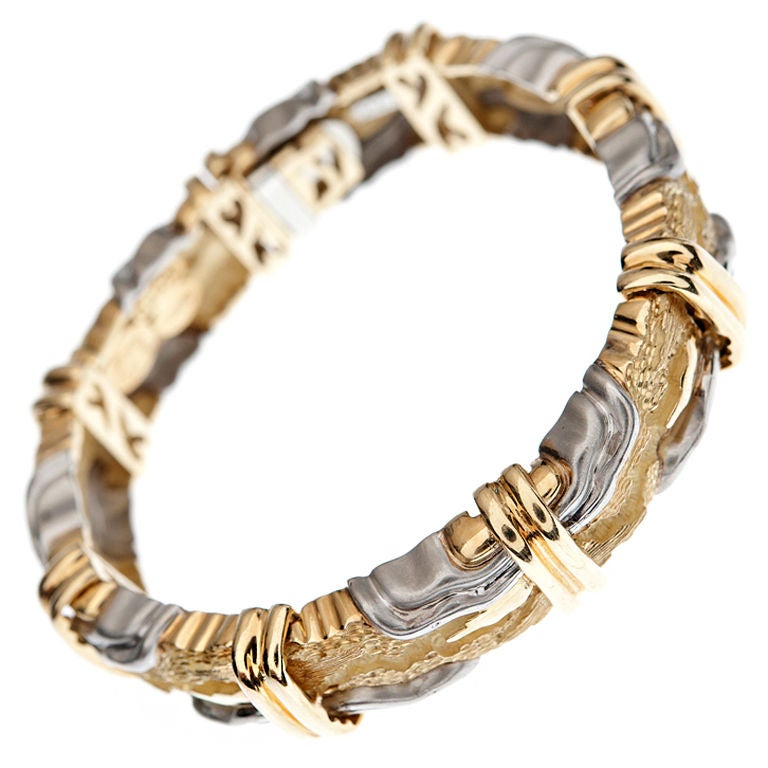 HENRY DUNAY Platinum & Yellow Gold Designer Bracelet