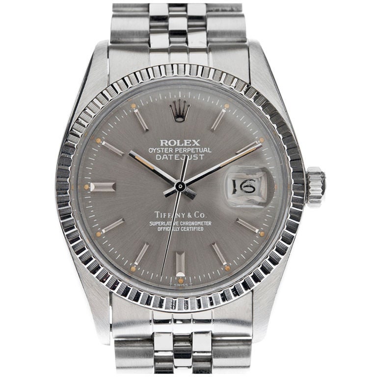 ROLEX "TIFFANY & Co" Slate Dial Stainless Steel Datejust