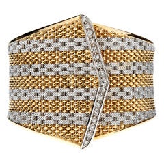 Italian Diamond, White & Yellow Gold Flex-Cuff Design Bracelet