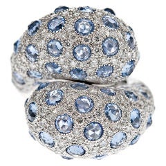 SALAVETTI Blue Sapphire & Diamond Designer Italian Ring