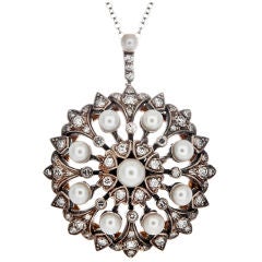 Victorian Natural Pearl 
Diamond Beautiful Medium Drop Pendant