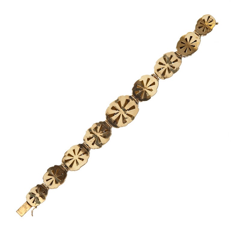 Italian Stylized Yellow Gold & Diamond Bracelet In Excellent Condition In Carmel-by-the-Sea, CA