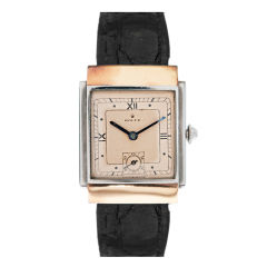 ROLEX 1930's Rose Gold & Steel Rectangular Case Timepiece